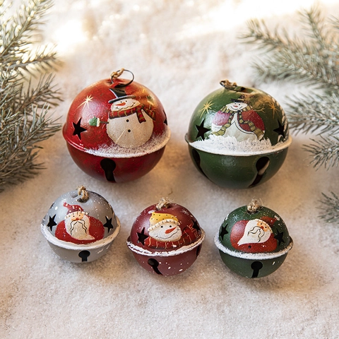 Campanelle Di Natale Ornamenti Appesi Ferro Metallo Stella Incisa Babbo Natale Pupazzo Di Neve Retro Decorazione Albero