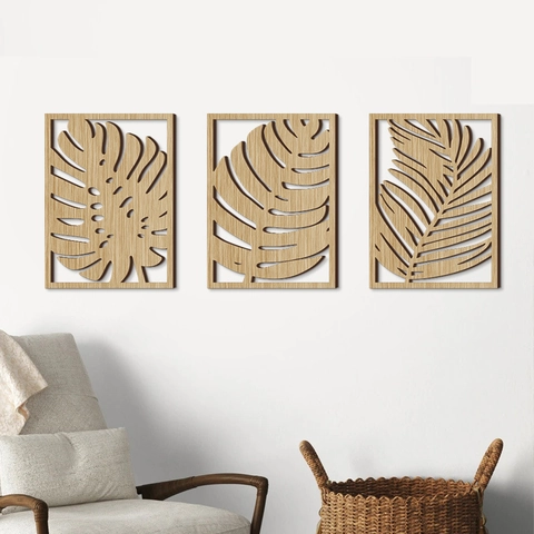 Tropical Monstera Palm Leaf Poplar Wood Hollow Wall Hanging Decor Modern Minimalist Wooden Wall Art For Living Room Office