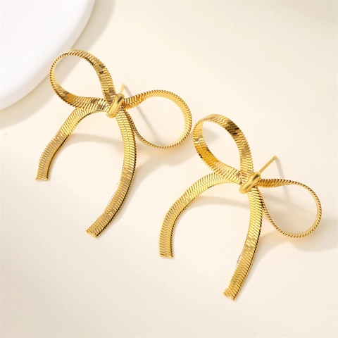 Stainless Steel Artificial Pearl Bowknot Drop Earrings For Women Fashion Tassel Stud Earrings Snake Chain Heart Shell Jewelry
