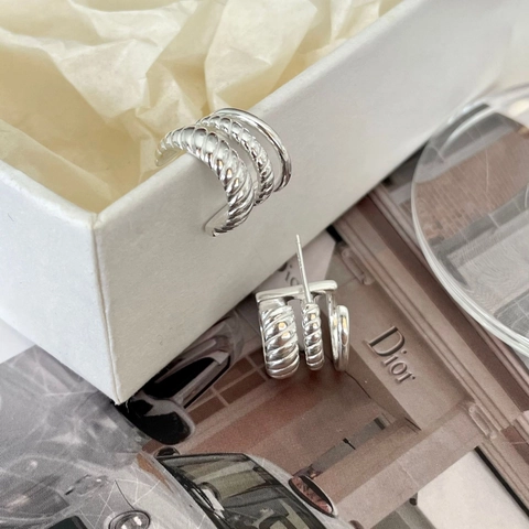 925 Sterling Silver Earrings Multi-Layer C-Shaped Twisted Geometric Stud Earrings For Women Minimalist Fashion