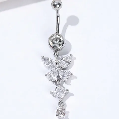 Butterfly Navel Ring Copper AAA Cubic Zirconia Dangle Belly Piercing Jewelry For Women Fashion
