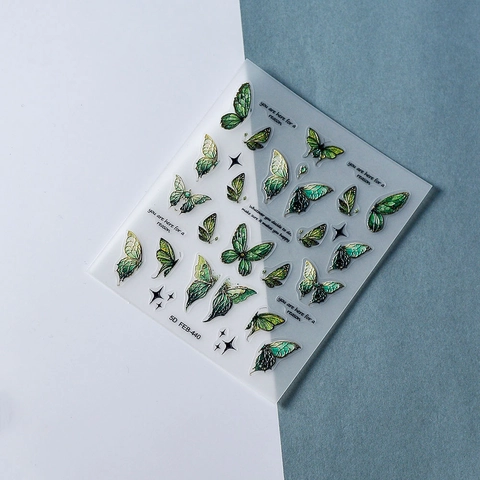 Pegatinas Para Uñas De Mariposa En Relieve 5D Autoadhesivas Impermeables Estereoscópicas Aurora Retro Barrocas Mujer