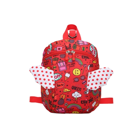 Sac À Dos Anti Perte Pour Tout Petit Nylon Avec Corde De Sécurité Ailes 3D Imprimé Dessin Animé École