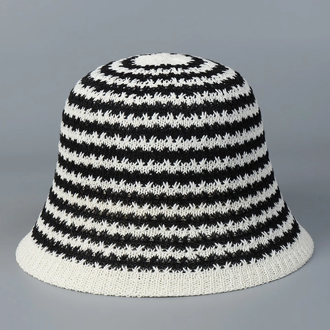 Cappello Da Pescatore In Maglia A Righe Da Donna Colore A Contrasto Traspirante Pieghevole Cappello Da Sole Casual