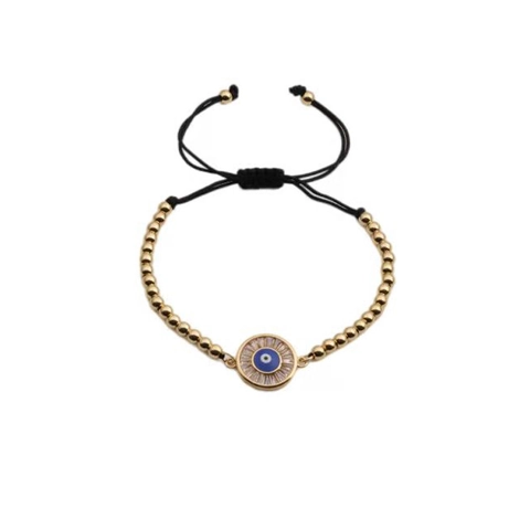 Evil Eye Bracelet Adjustable Copper Gold Plated Nazar Protection Braided Rope Jewelry For Women Bohemian Style