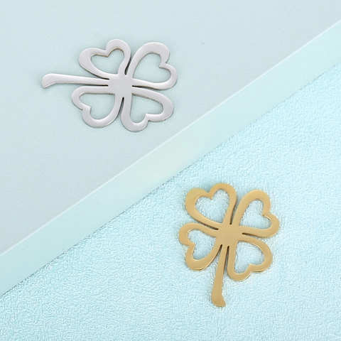 Hollow Four Leaf Clover Flower Pendants Stainless Steel DIY Jewelry Accessories For Necklace Earrings Making