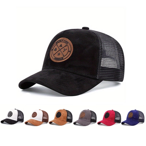 Casquette Trucker Filet Respirant Casquette De Baseball Simili Daim Patch Extérieur Décontracté Protection Solaire Réglable