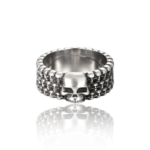 Skull Head Ring Stainless Steel Gothic Retro Punk Vintage Hardcore Biker Jewelry For Men
