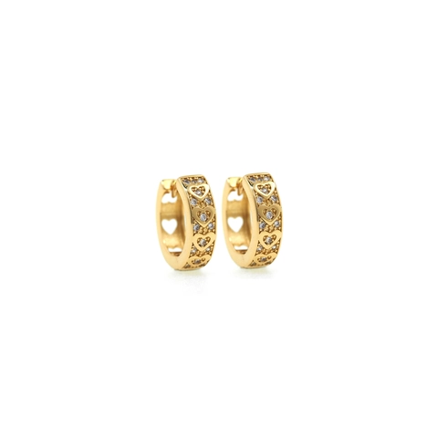 Orecchini a Cerchio Huggie a Cuore Placcati Oro 18K per Donna Micro Pavè di Zirconia Cuore Intagliato Piccoli Orecchini Tondi Gioielli