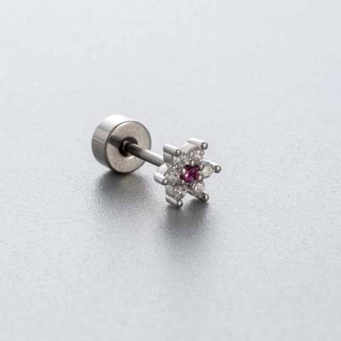 Titanium Steel Cartilage Earring Stud Zircon Heart Star Cross Angel Wing Screw Back Piercing Jewelry For Women
