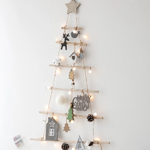 Decoración De Pared Árbol De Navidad Ramas De Madera Con Luces LED Adornos Estilo Nórdico Decoración Del Hogar Para Festividades