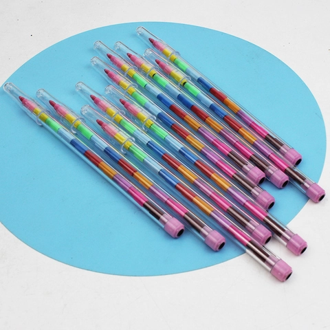 Stackable Crayons Multicolor Building Block Style Non Sharpening Painting Drawing For Kids Students School Office Art Tool