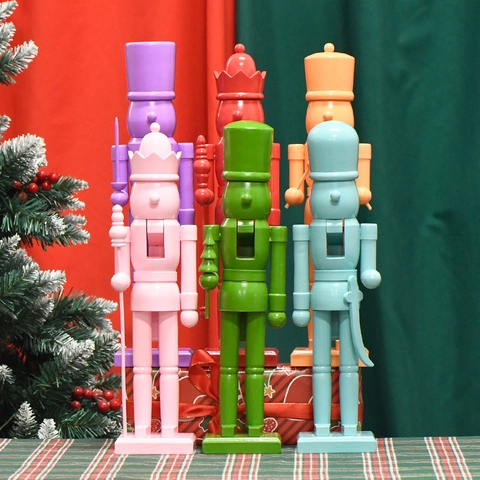 Traditional Wooden Nutcracker Soldier Ornament Solid Color Minimalist King Drummer Figure Christmas Holiday Desktop Decor Gift