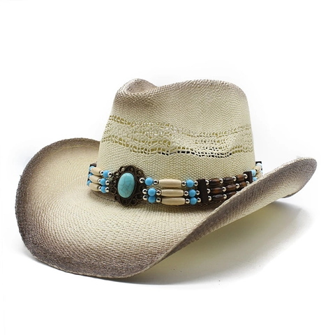 Western Cowboy Straw Hat Wide Brim Breathable Sunshade For Travel Beach Vintage Style Outdoor For Men Women