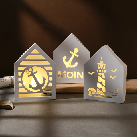 House Shape Silicone Mold DIY Lighthouse Anchor Nautical Resin Casting For Home Atmosphere Lamp Night Light Nordic Style