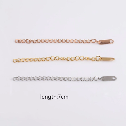 Cadena De Extensión De Joyería De Acero Inoxidable Con Cierre De Langosta Y Etiqueta Plana Para Collar Pulsera De Bricolage