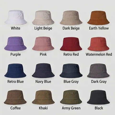 Minimalist Cotton Canvas Bucket Hat Foldable Breathable Sun Protection Solid Color Casual Summer Outdoor For Men Women