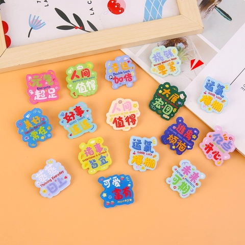Motivational Acrylic Brooch Pin Cartoon Cute Kawaii Badge For Clothing Bags Backpacks Accessory