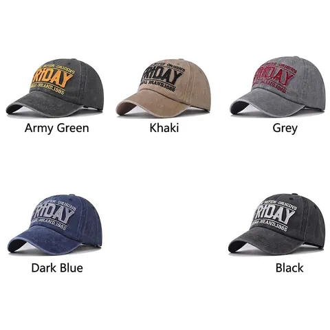 Cappello Da Baseball In Cotone Lavato Ricamo Lettera Friday Vintage Regolabile Sport All'aperto Unisex
