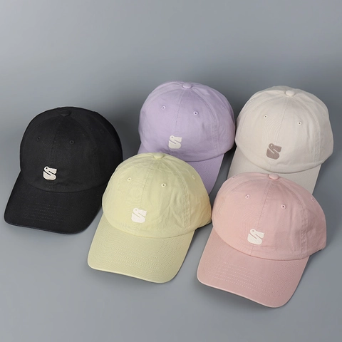 Casquette De Baseball En Pur Coton Pour Femmes Minimaliste Brodée Lettre S Calotte Souple Respirante Casquette Réglable
