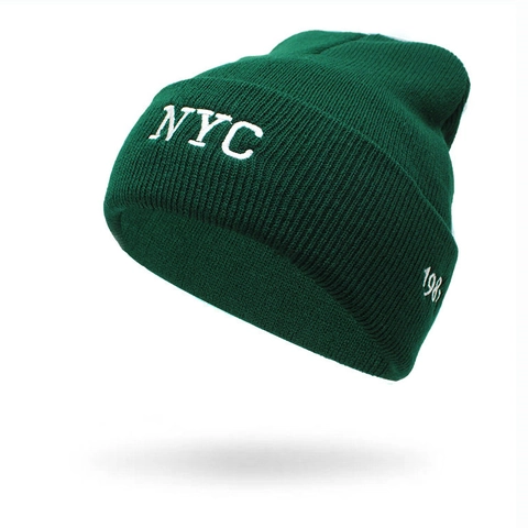 Berretto In Maglia Ricamo Lettera Nyc Cotone Caldo Inverno Skull Cap Casual Streetwear Per Uomini Donne