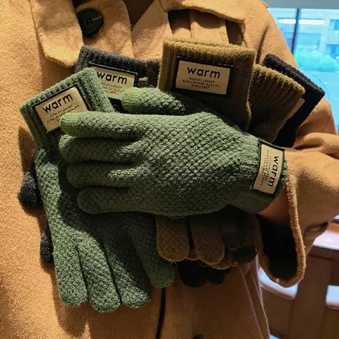 Winter Warm Knit Acrylic Gloves For Men Women Touchscreen Jacquard Thicken Thermal Full Finger Gloves Fashion Accessories