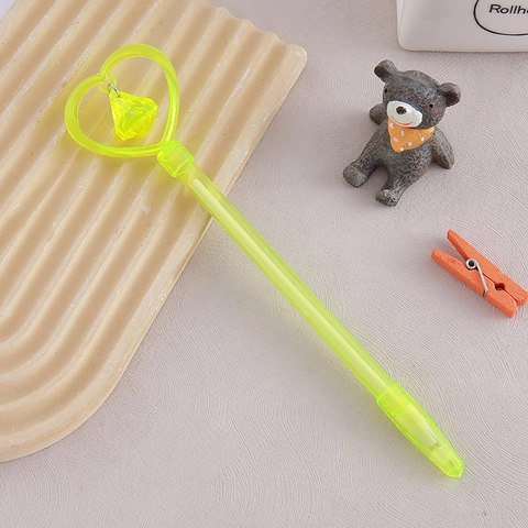 Penne Gel Con Ciondolo A Cuore Carino Creativo Inchiostro Nero Plastica Cristallo Estetica Cancelleria Studenti Ufficio