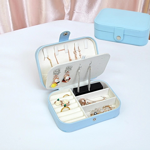Portable Jewelry Box Double Layer Travel Organizer For Earrings Necklace Rings Storage Cases PU Leather Jewelry Storage Case