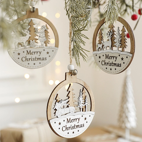 Ornamento Natalizio Da Appendere In Legno Traforato Renna Babbo Natale Taglio Laser Decorazione Rustica Per Albero