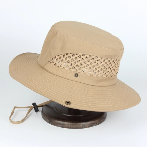 Outdoor Sun Hat Wide Brim Fisherman Boonie Caps Mesh Breathable UV Protection Foldable Hiking Fishing Gear For Men
