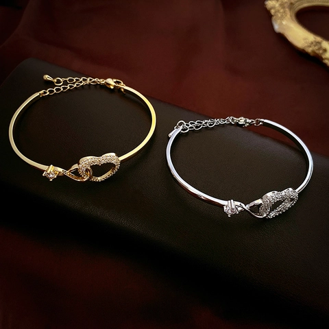Hollow Heart Bangle Χάλκινο Ζιργκόν Άπειρο Πλέξιμο Ρυθμιζόμενο Βραχιόλι Μόδα Κομψά Κοσμήματα Γυναίκες