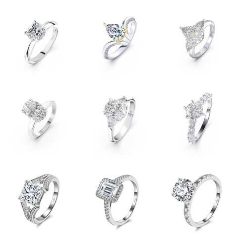 Luxury 925 Sterling Silver Zirconia Ring For Women Elegant Geometric Cut Rhinestone Finger Ring Fashion Jewelry Gift