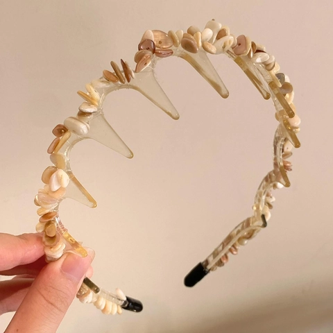 Acrylic Crushed Stone Headband Non-Slip Teeth Hair Band Vintage Irregular Elegant Headpiece For Women