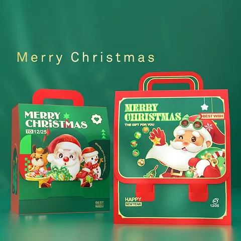 Confezione Regalo Di Natale Forma Zaino Cartone Maniglia Portatile Babbo Natale Pupazzo Di Neve Borsa Per Feste