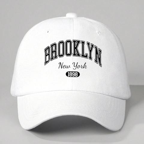 Brooklyn New York 1898 Letter Print Baseball Cap Polyester Adjustable Sun Protection Curved Brim Outdoor Casual Hat