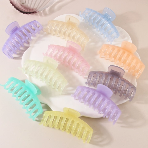 Elegant Large Jelly Color Hair Claw Clip Semicircle Plastic Hair Catch Jaw Clip Strong Hold For Thick Hair For Women