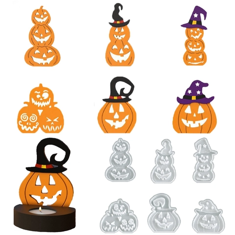 Halloween Pumpkin Silicone Mold For DIY Resin Casting Plaster Candle Making Wizard Hat Jack O Lantern Shape Decor