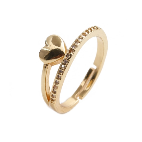 Herz Stern Verstellbare Offene Ringe Kupfer Zirkon Mikropflaster Einlage Elegante Mode Schmuck Für Frauen Mädchen