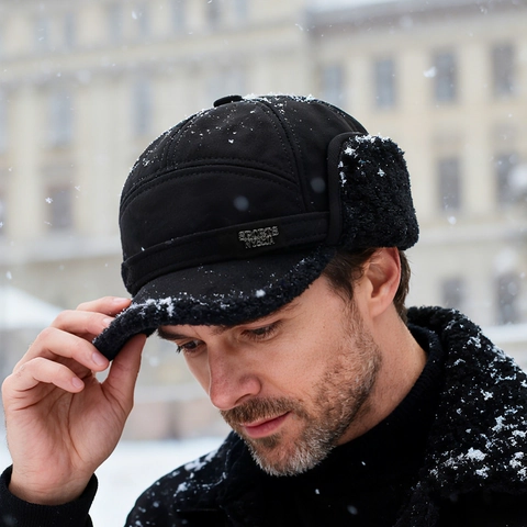 Cappello Da Cacciatore Invernale Da Uomo Finta Pelle Scamosciata Foderato In Pile Berretto Bomber Con Paraorecchie Caldo Antivento Outdoor
