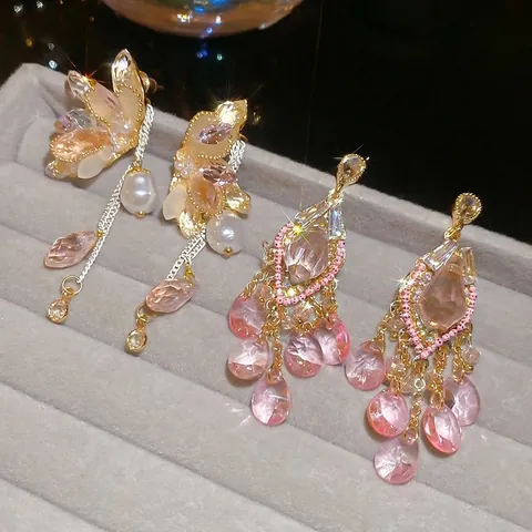 Orecchini A Farfalla Cristallo Nappa Lega Strass Perla Artificial Con Perno In Argento Sterling 925 Gioielli Eleganti