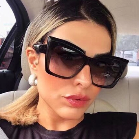 Square Cat Eye Sunglasses Oversized PC Frame UV400 Protection Fashion Trend Eyewear For Women