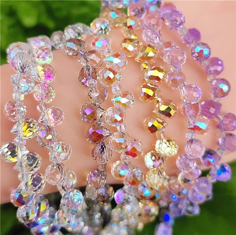 Faceted Crystal Glass Beads AB Coated Iridescent Loose Beads For DIY Jewelry Making Crafting Bracelets Necklaces