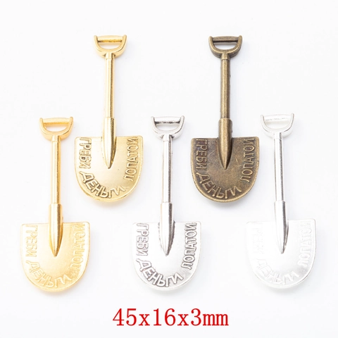 Mini Pendentifs En Forme De Pelle Alliage Rétro Accessoire Pour Fabrication De Bijoux DIY Avec Décor De Lettrage Russe