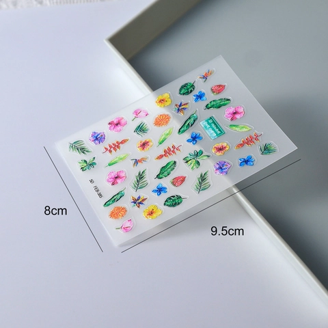 Nagelkunst Aufkleber 5D Geprägt Tropischer Regenwald Blumenblatt Selbstklebend Maniküre Dekoration Für Damen