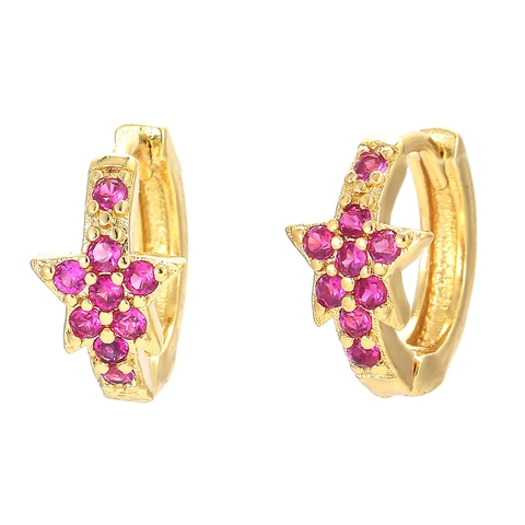 Fashion Five-Pointed Star Hoop Earrings For Women Geometric Metal Micro Inlaid Zirconia Gold Silver Color Ear Buckle Jewelry Gift
