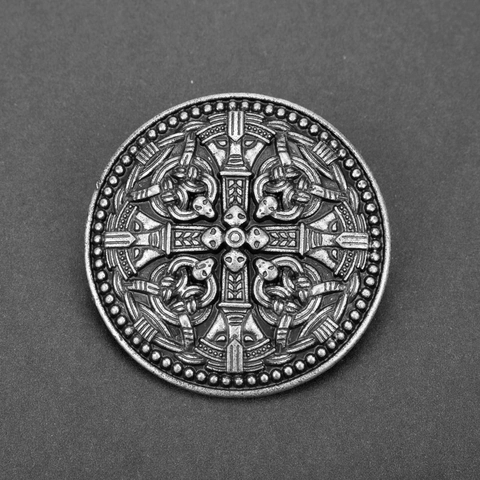 Broche Vintage Nudo Celta Vikingo Aleación Escudo Rétro Patrón Calado Alfileres Para Hombres Mujeres Mitología Nórdica Joyería Regalo