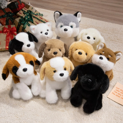 Realistic Dog Plush Stuffed Animal Simulation Husky Shiba Inu Soft Mink Velvet Home Decor Companion Gift For Kids