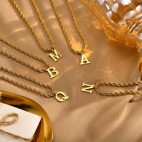 Collana Con Pendente Lettera Iniziale In Acciaio Inossidabile Moda Donna Catena A Corda Gioielli Alfabeto