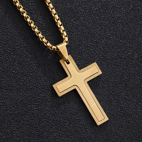 Abnehmbare Kreuz Anhänger Halskette Edelstahl Hip Hop Religiöser Modeschmuck Für Herren Damen Gold Silber