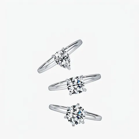 Anello Moissanite Argento Sterling 925 Taglio Pera Tondo Quadrato Minimalista Colore D VVS1 Gioielli Fidanzamento
